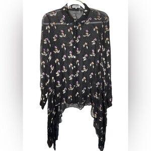 Opening Ceremony Appliqué Transparent Hanker-chief Button Down Top Size 4